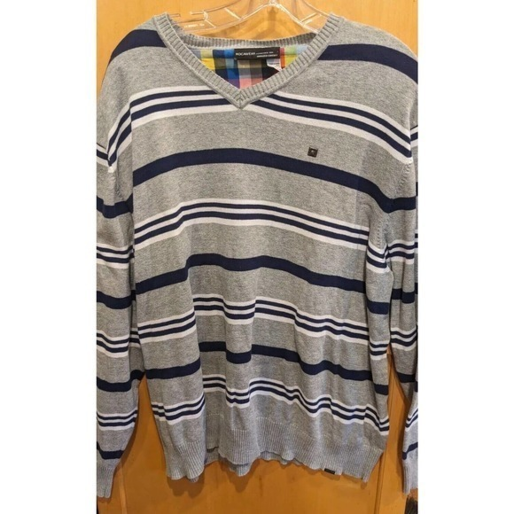 Rocawear Sweater Size 3XL xxxl grey v-neck cotton‎